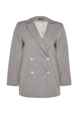 Grey Striped Double Closure Woven Jacket Tbbaw24ag00001