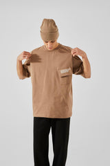 Pocket Detailed Brown Oversize T-shirt Tycq8aldtn170426452868666