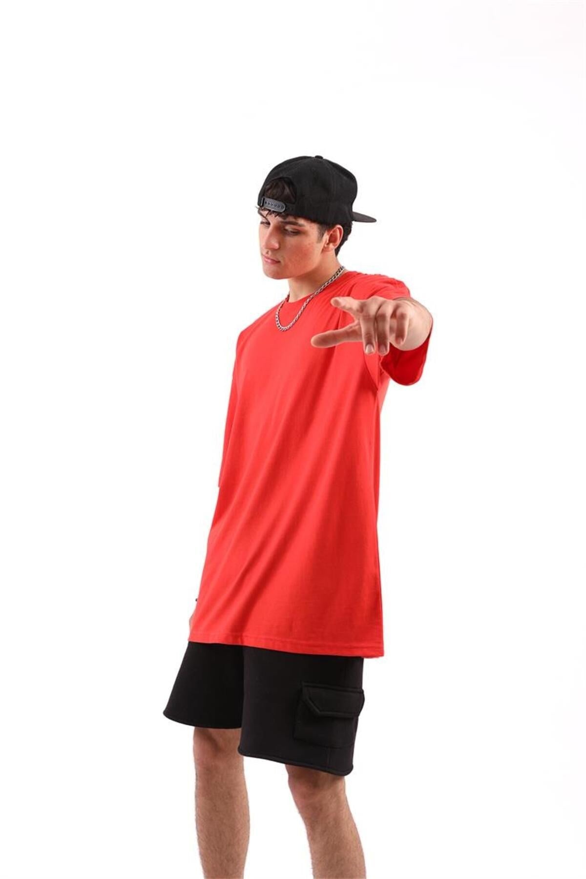 Basic Red Oversize T-shirt Flaw-009-005-079