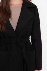 Black Fitted Belted Woolen Cashmere Coat Twoaw20kb0032