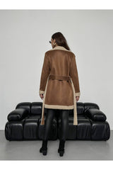 Coffee Furry Suede Coat Tycasdabin170132354824824