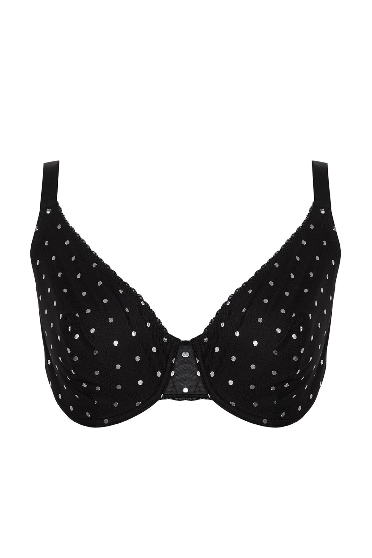 Black Polka Dot Mesh Bra Tbbaw24cw00002