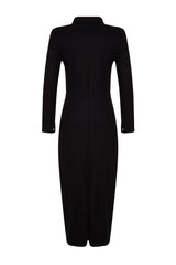 Black Gold Button Detailed Knitted Dress Tctaw24eb00108