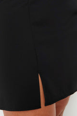 Black Slit Detailed Woven Skirt Tbbaw23az00048