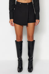 Black Snap Woven Shorts Skirt Twoaw24sr00005