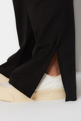 Black Straight Fit Slim Knitted Slit Sweatpants Tbbss23aj00003