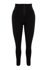 Black Corset Look High Waist Interlock Knitted Leggings Tbbss23bv00008