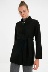 Black Belted Woolen Cashmere Coat Twoaw21kb0032