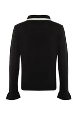 Black Color Block Knit Sweater Twoaw23kz0039