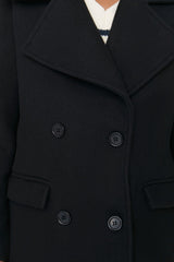 Black Button Closure Cashmere Coat Twoaw23kb00029