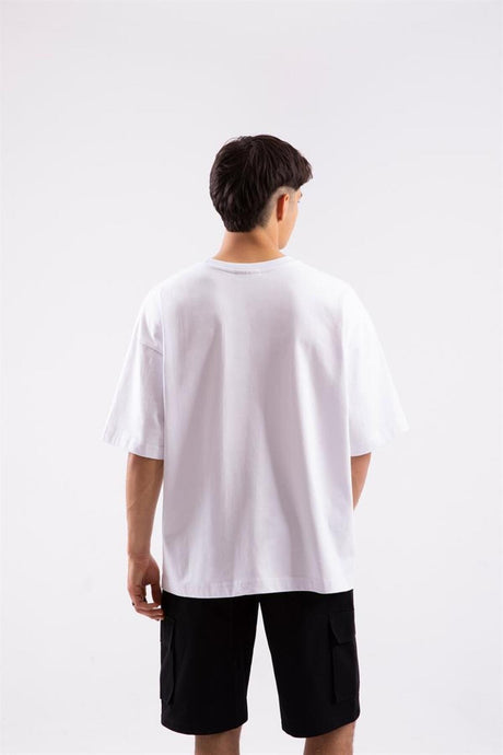 Flaw Atelier Echo Printed White Oversize T-shirt Flaw-006-005-077