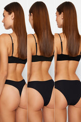 Black Cotton 3-piece Pack Classic, Thong And Brazilian Panties Thmaw24ku00001