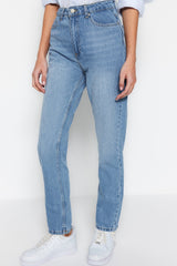 Blue High Waist Straight Jeans Twoss22je0653