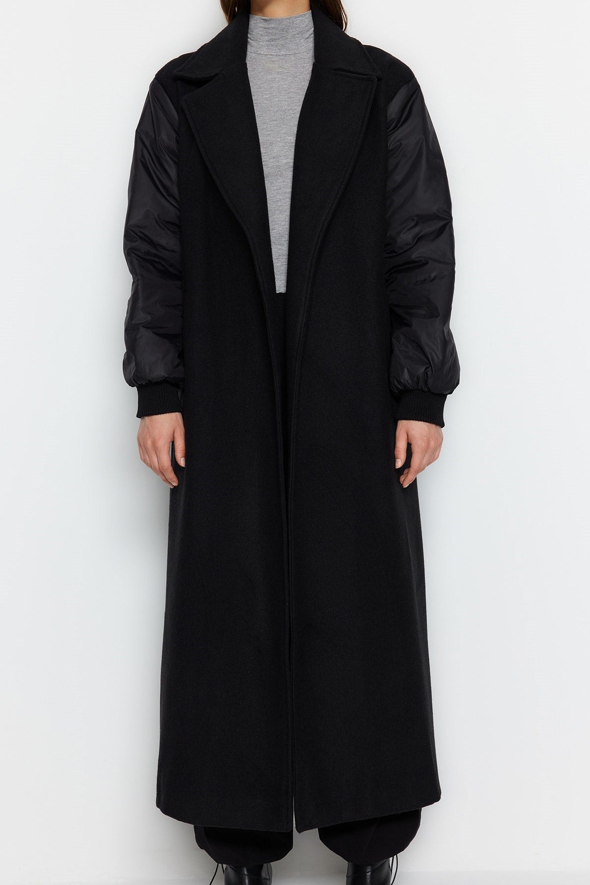 Black Lined Cashmere Coat Tctaw24ab00034