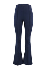 Navy Blue Ribbed Waist Elastic Flare/spanish Leg High Waist Knitted Pants Twoss20pl0342