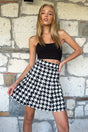 Women's Black And White Casket Pattern Pleated Skirt Alc-x11038