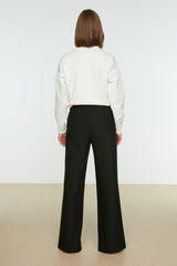 Black High Waist Slit Detailed Pocket Woven Pants Tctss22pl0367