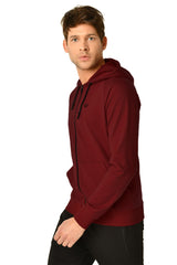 Men's Burgundy Hooded Kangaroo Pocket Zipper Sports Casual Tracksuit Top Tracksuit 8241 Tb20ml01s824