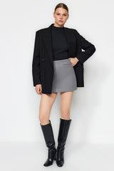 Grey Pocket Detailed Woven Shorts Skirt Twoaw24sr00079