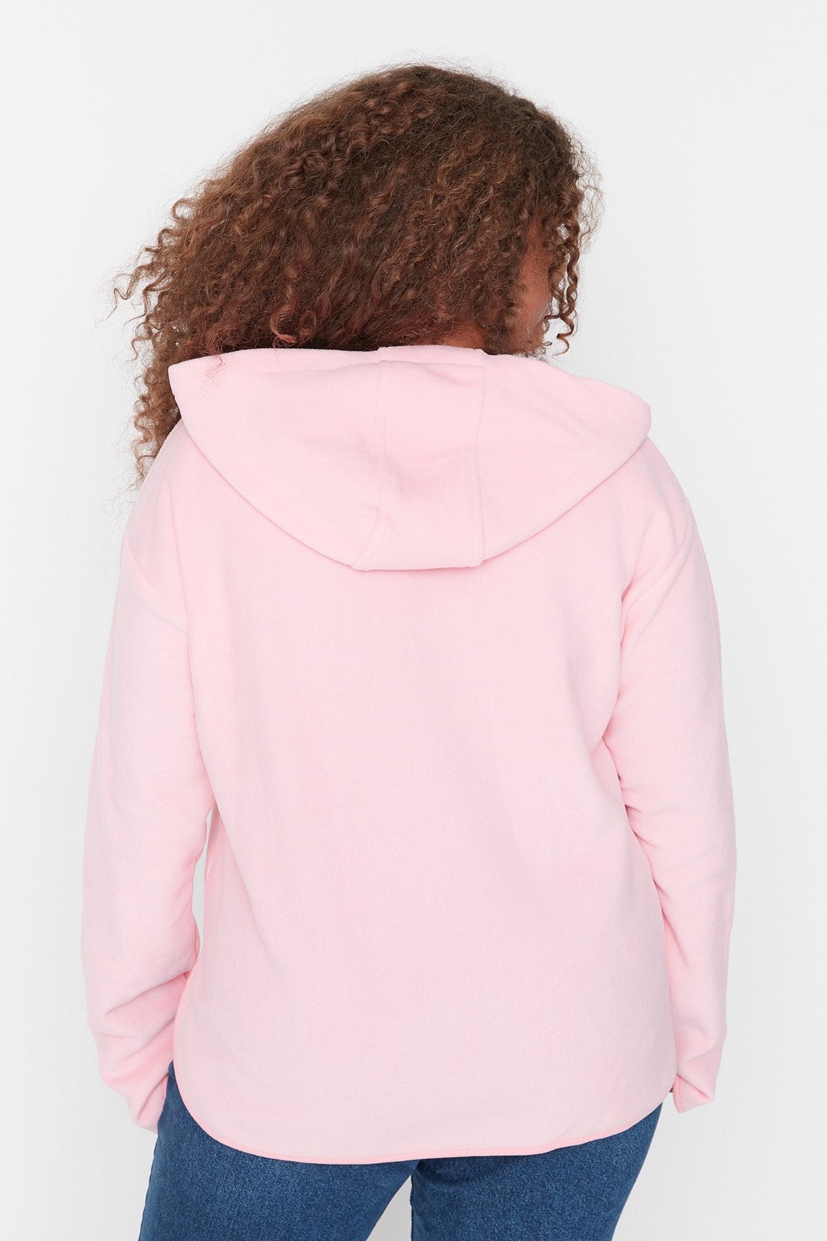 Pink Hooded Thick Fleece Knitted Sweatshirt Tbbaw23ao00064