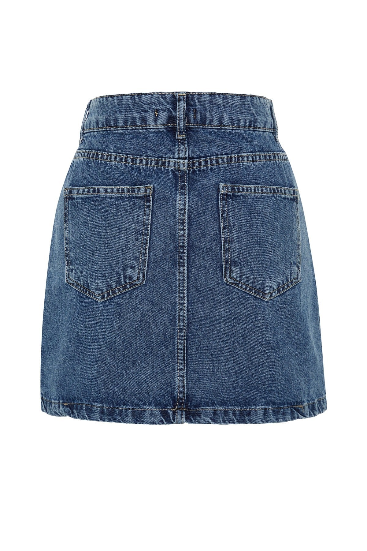 Limited Edition Blue Slit Mini Denim Skirt Twoss23et00347