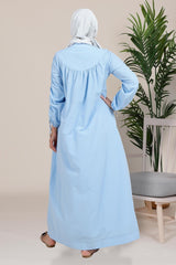 Blue Burkini Dress With Cinnamon Robes And Ruffle Sleeves 5441 T23el3m5441