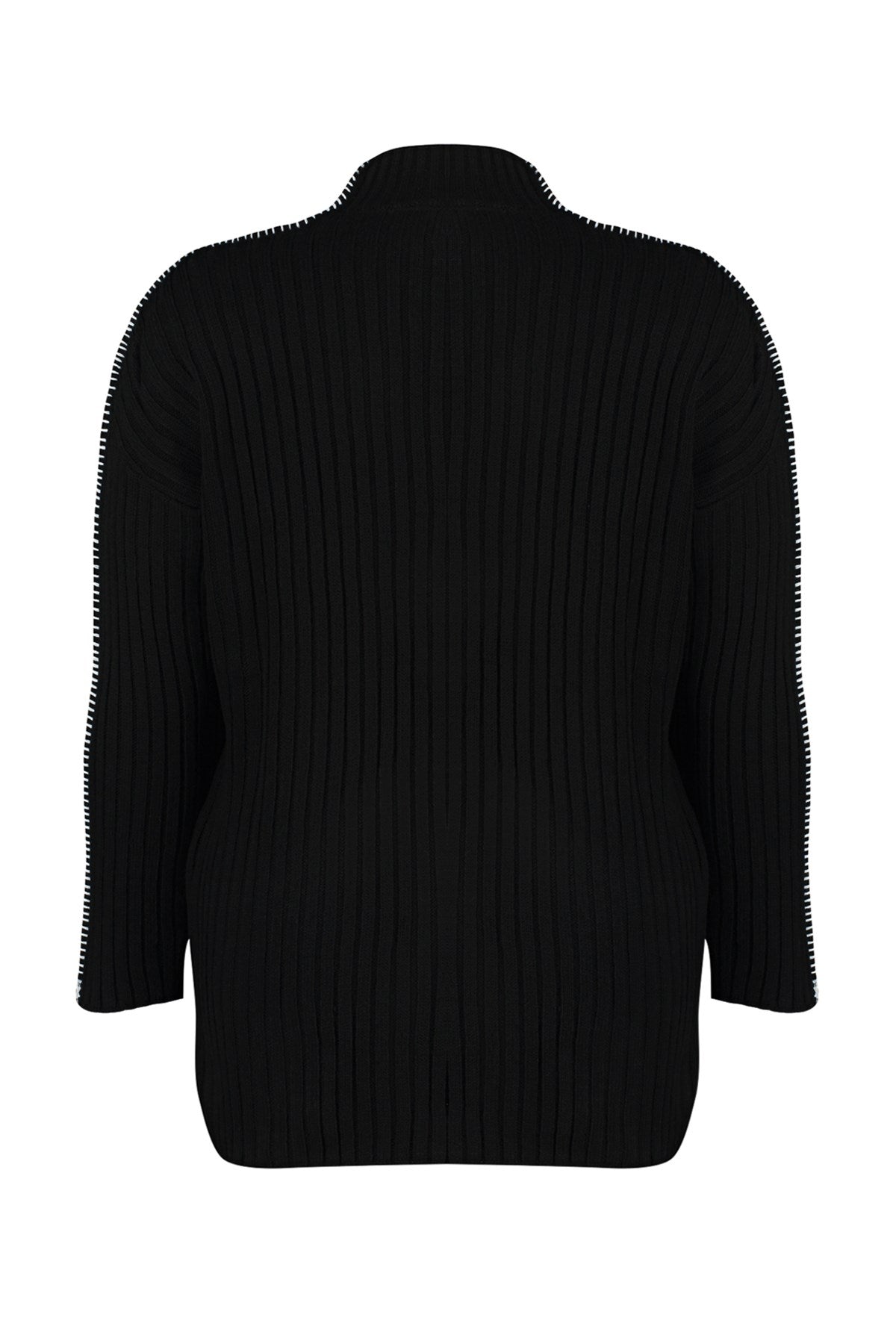 Black Sewing Detailed Knitwear Sweater Tbbaw24an00096