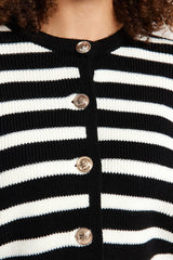 Black Striped Knitwear Cardigan Tbbaw24av00011