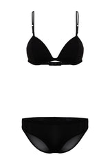 Black Polyamide Tulle Heart Detailed Capless Lingerie Set Thmaw24cc00009