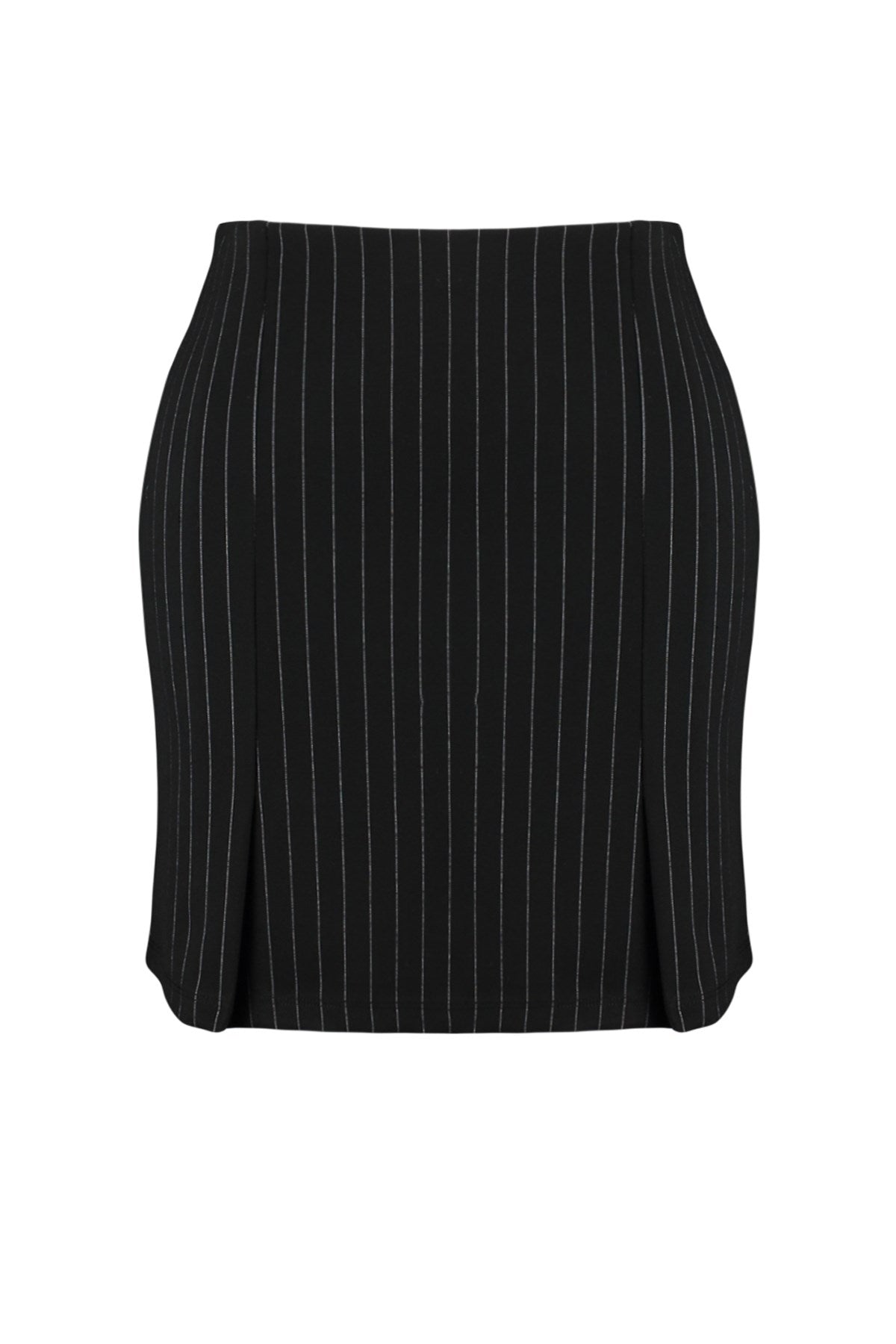 Black Striped Basic Interlock Knitted Plus Size Skirt Tbbaw24az00032