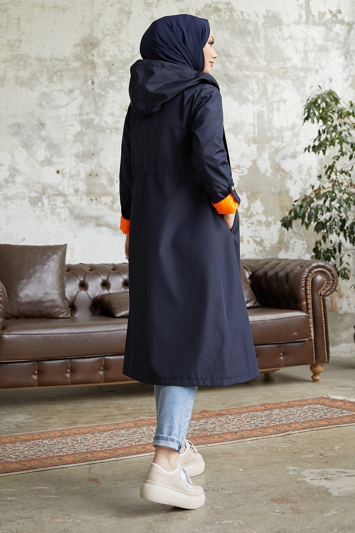 Neon Trench Hooded Sweatshirt At Waist - Taba\ Orange Ms00or12093