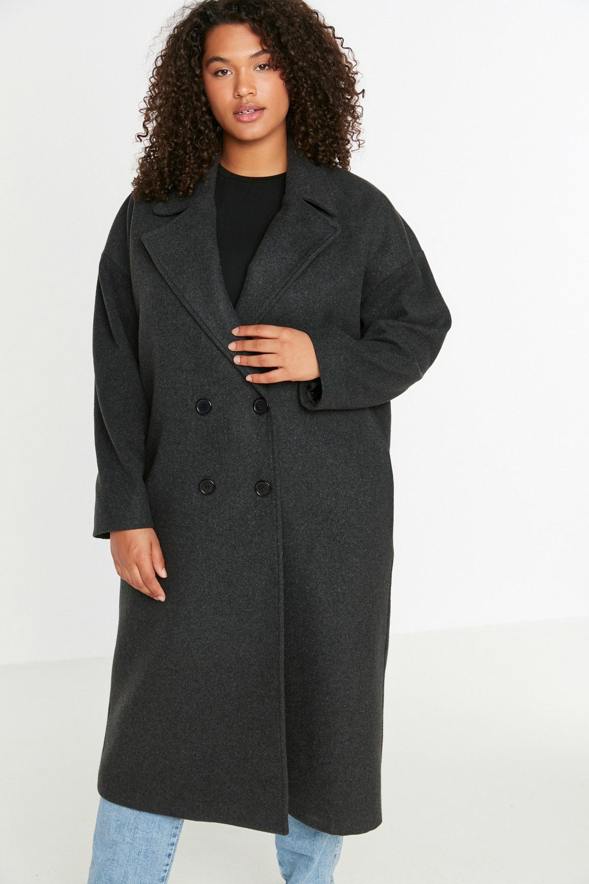 Anthracite Oversize Cashmere Coat Tbbaw23kb00002