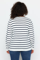 Ecru Striped Knitwear Cardigan Tbbaw24av00028