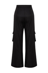 Black Wide Leg Parachute Woven Pants Tbbaw24ar00010