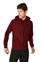 Men's Burgundy Hooded Kangaroo Pocket Zipper Sports Casual Tracksuit Top Tracksuit 8241 Tb20ml01s824