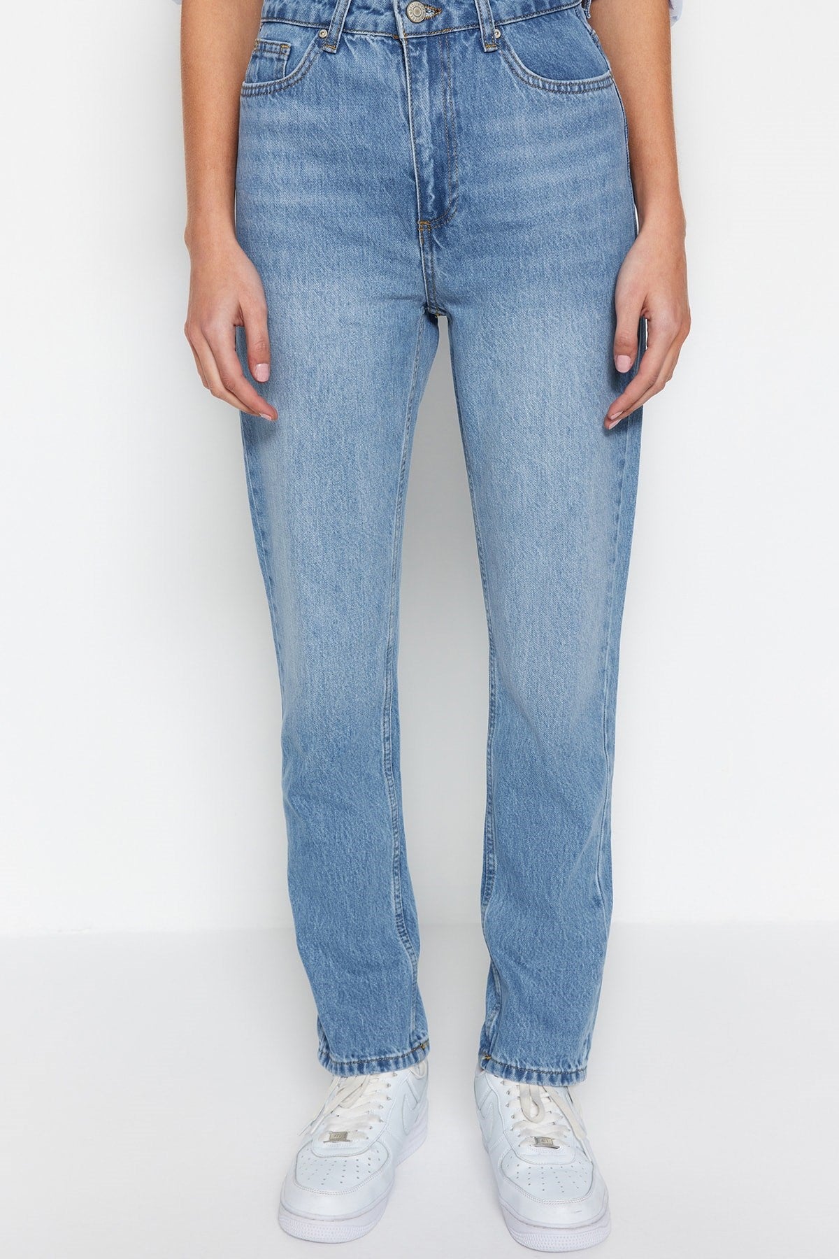 Blue High Waist Straight Jeans Twoss22je0653