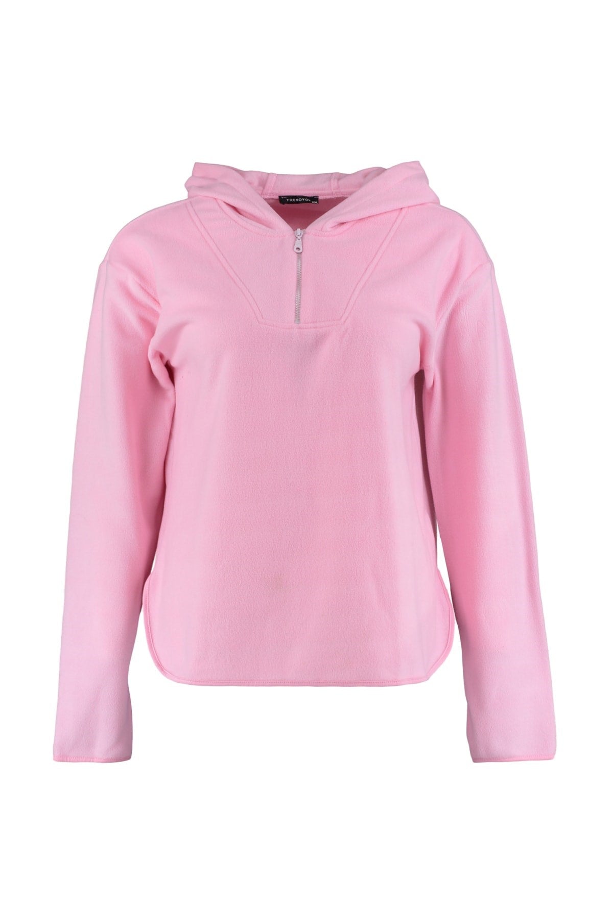 Pink Hooded Thick Fleece Knitted Sweatshirt Tbbaw23ao00064