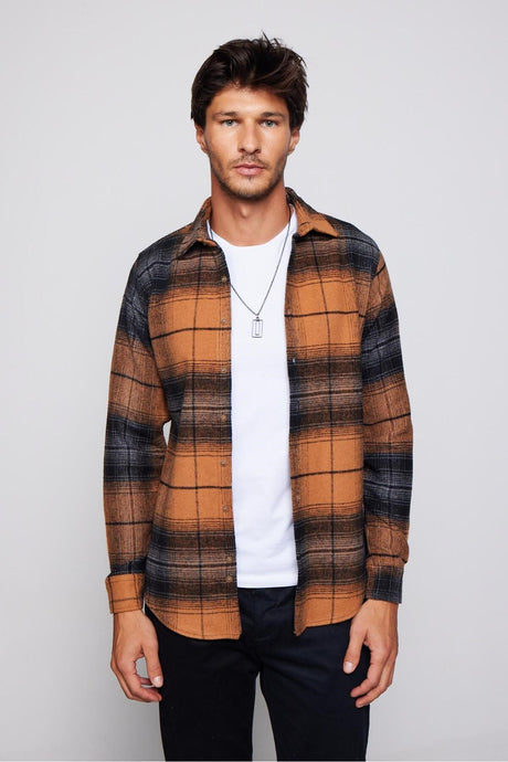 Slim Fit Slim Fit Checkered Lumberjack Winter Men's Shirt Dr240022-818