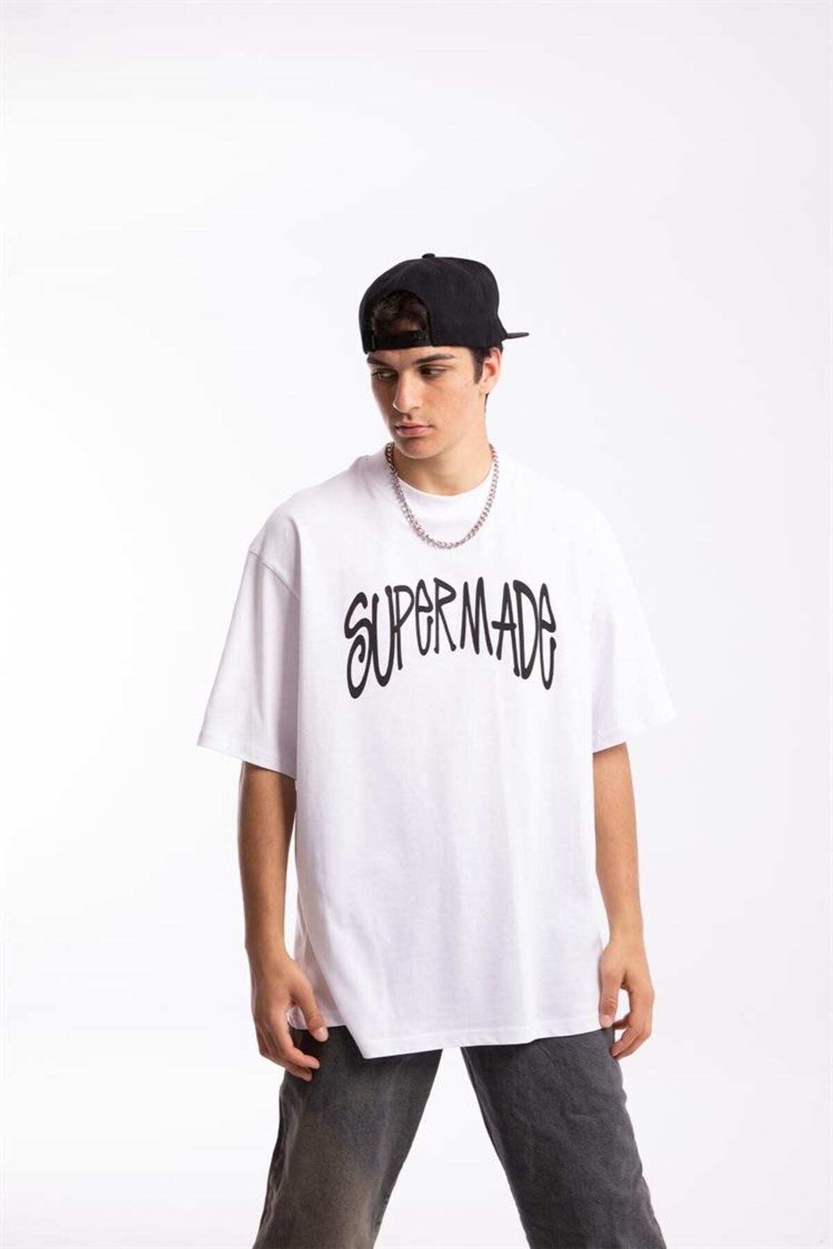 Supermade Printed White Oversize T-shirt Flaw-064-005-030