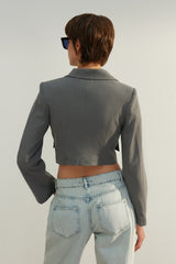 Grey Limited Edition Crop Woven Blazer Jacket Twoaw24bc00090