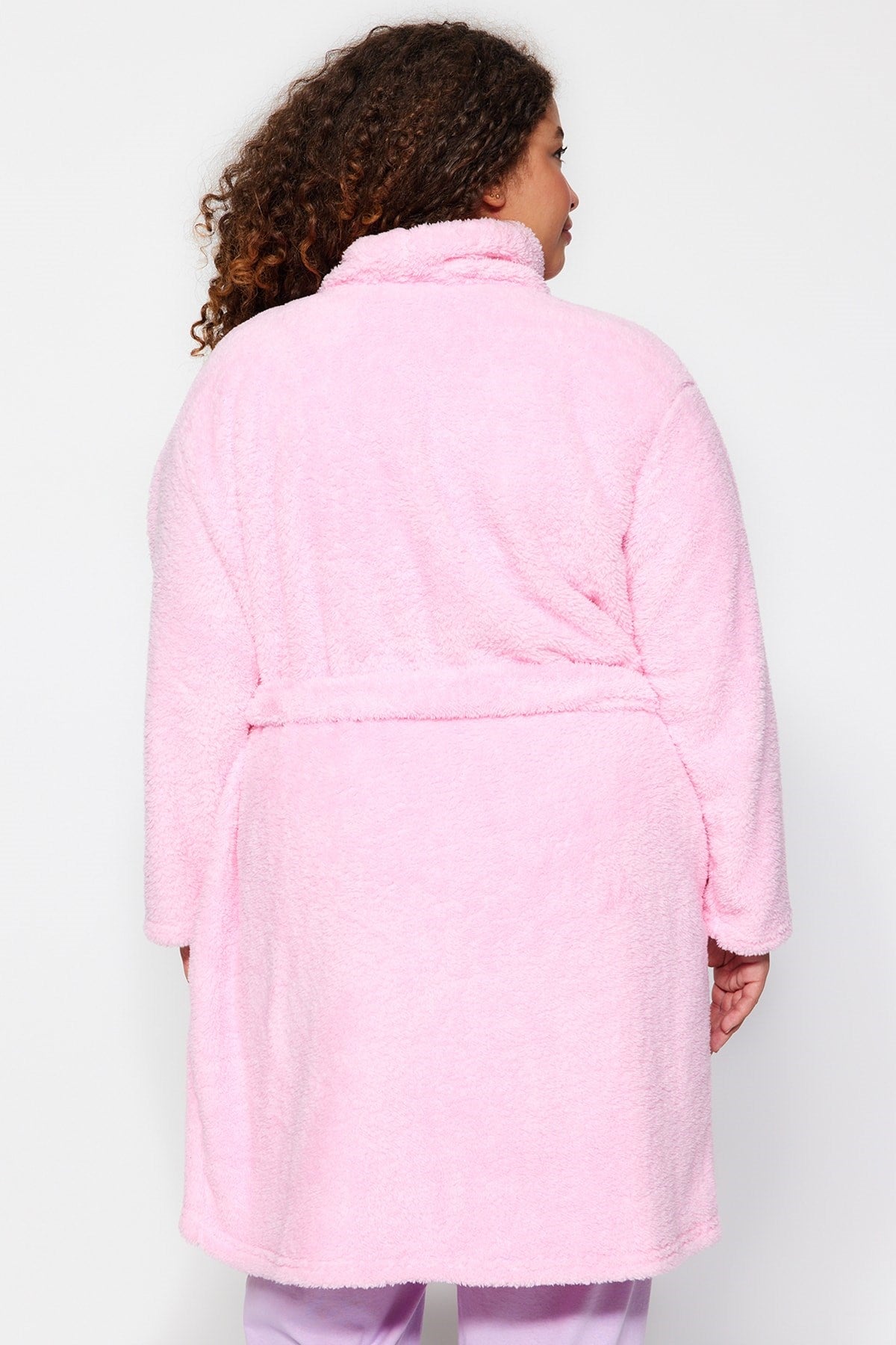 Pink Plush Tie Knitted Dressing Gown Tbbaw24sb00000