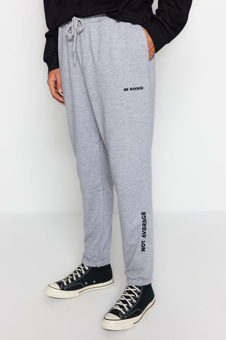 Grey Men's Regular/regular Fit Printed Sweatpants Tmnaw23ea00152