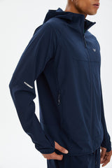 Men's Navy Blue Hooded Training Running Zipper Tracksuit Top Sports Jacket 0727 Tb23ml06s0727-1