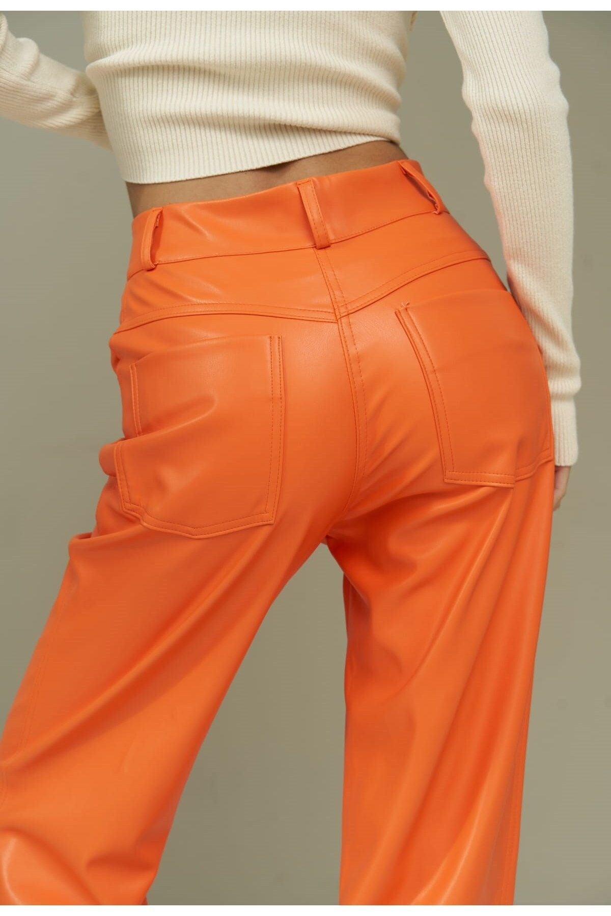 Scott Orange Leather Pants 2293