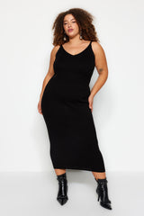 Black Waist Detailed Knitwear Dress Tbbaw24ah00004