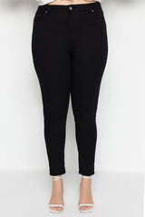 Black High Waist Flexible Skinny Jeans Tbbaw23cj00059