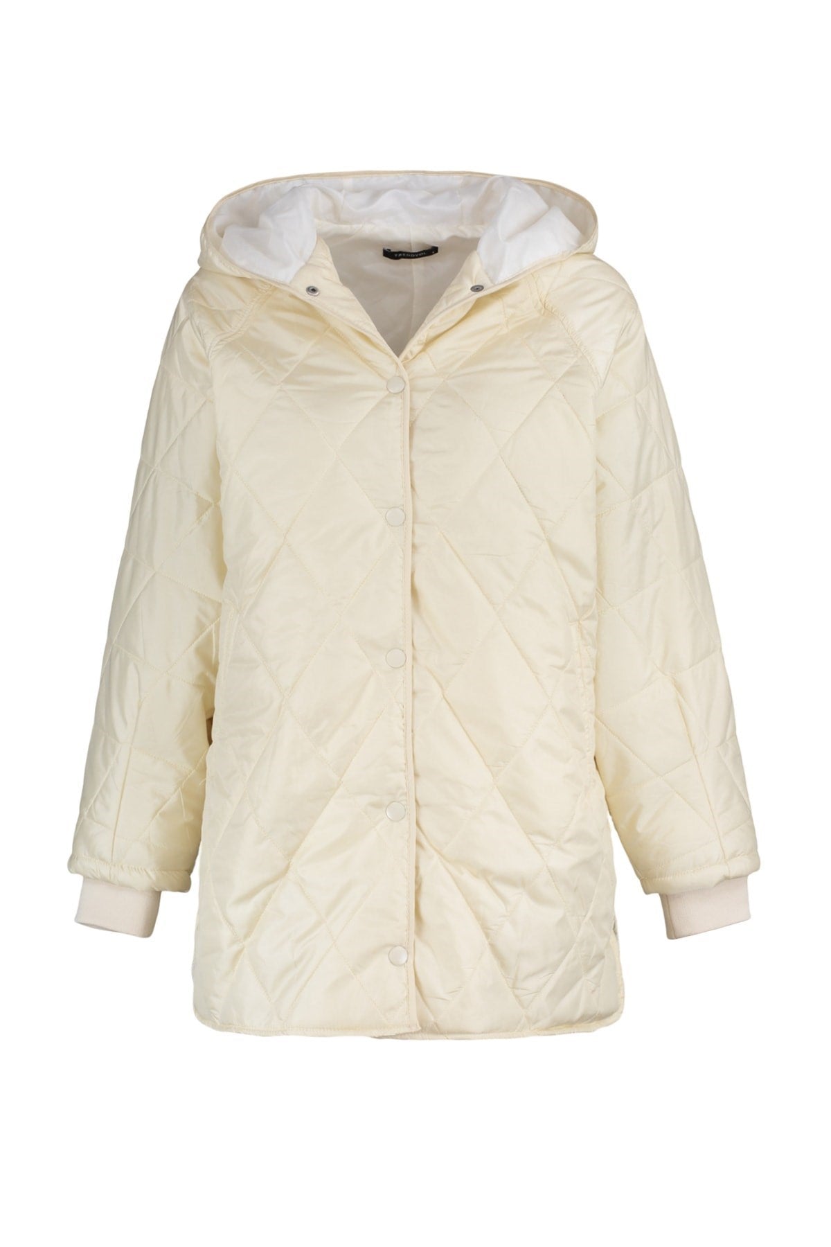 Beige Oversize Hooded Water Repellent Quilted Coat Twoaw22mo0024