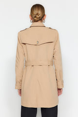 Beige Fitted Belted Trench Coat Twoaw24tr00049