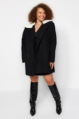 Black Fur Collar Cashmere Coat Tbbaw24dd00009