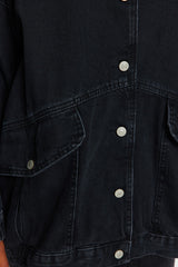 Blue Pocket Detailed Oversize Denim Jacket Twoss21ce0289